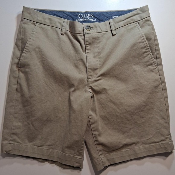 Chaps Other - Mens khaki shorts flat front with pockets golf casual Chaps Coastal Wash